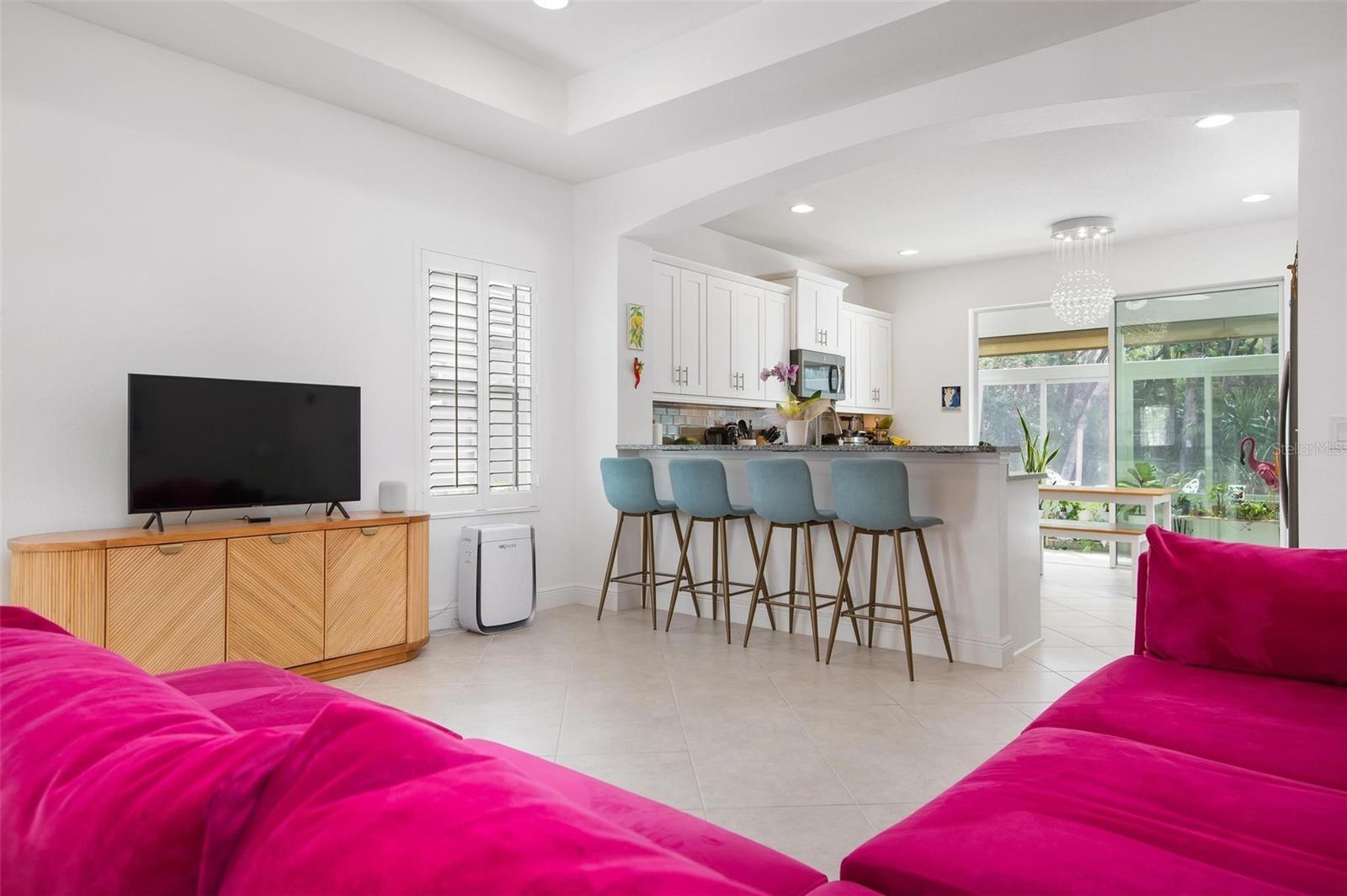Living room, kitchen