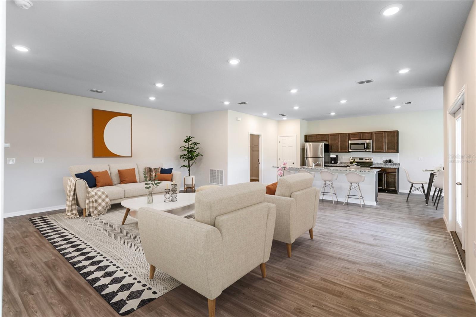 Virtually Staged Living Room &amp; Kitchen