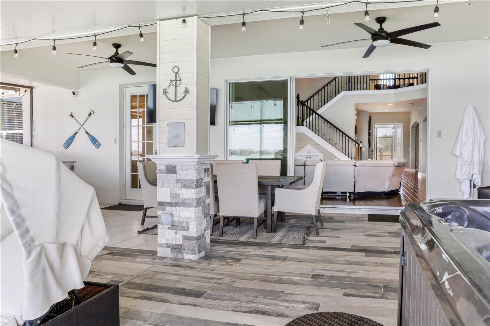Enclosed Back Porch Open to Living Room