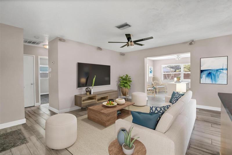 Virtually staged living room