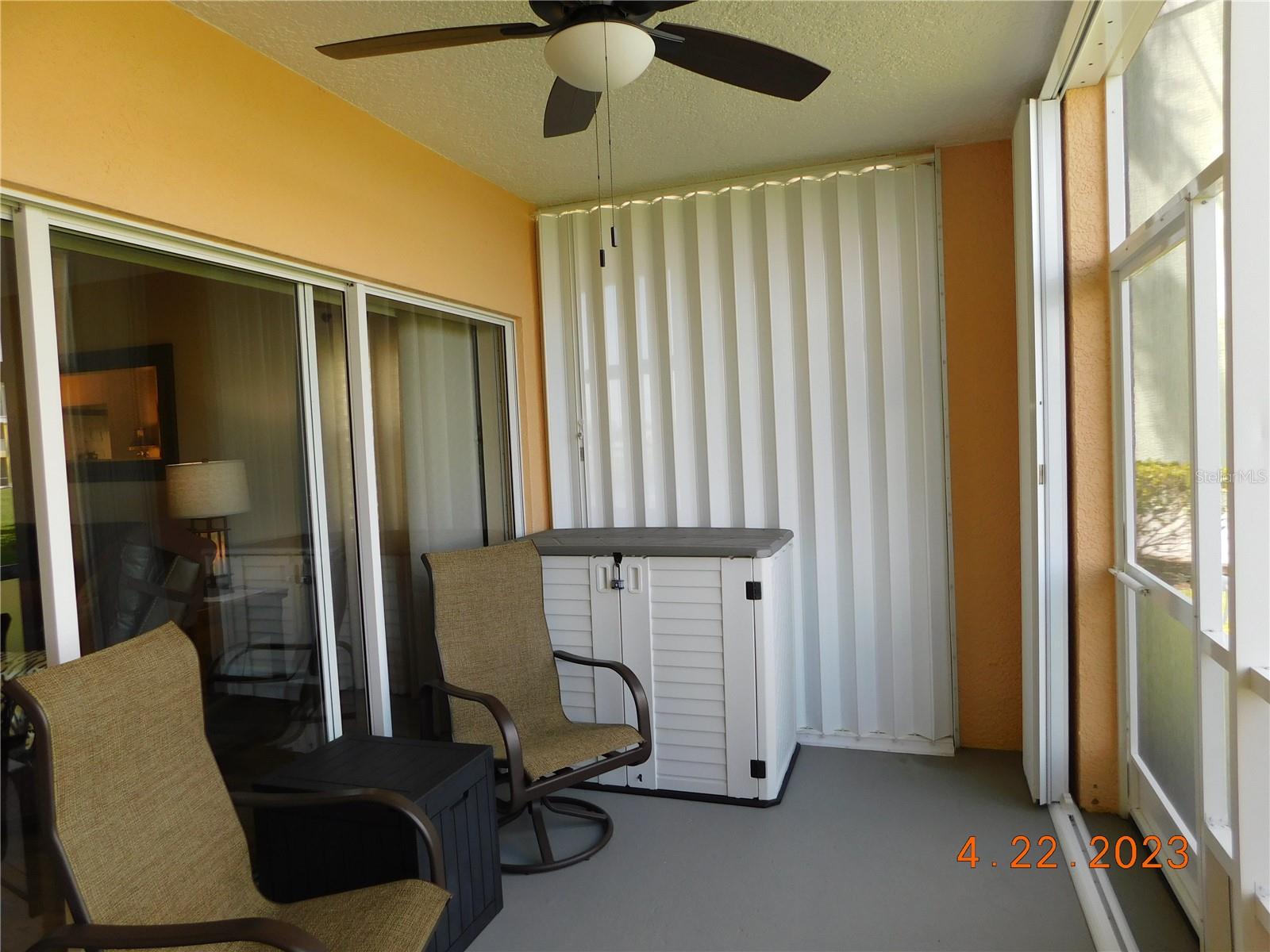spacious lanai with a water view