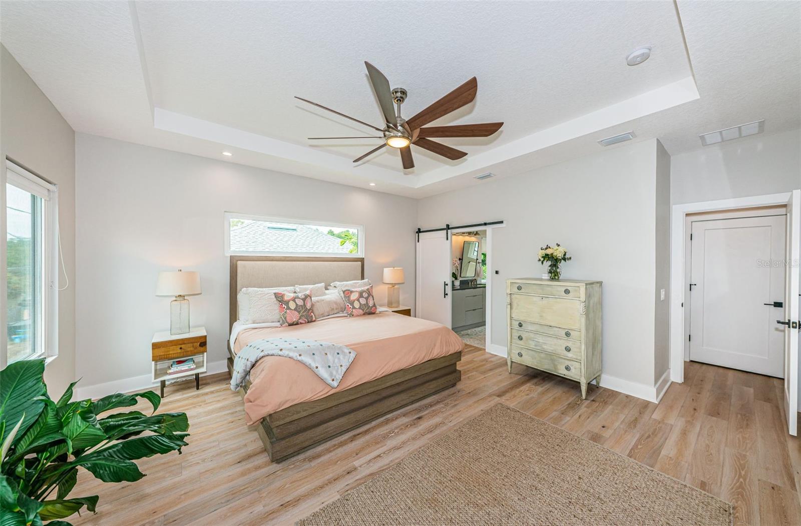 Two primary suites in this home. This features the upstairs suite.