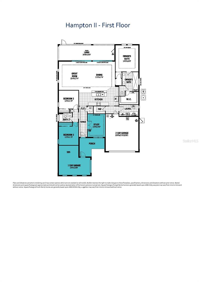 Floor Plan Showing 3 Car Garage