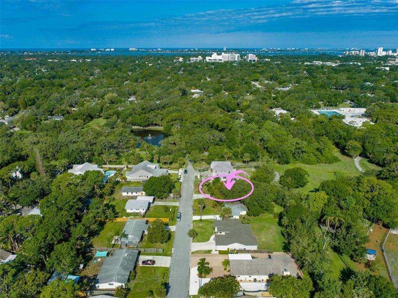 Lot facing West with Sarasota Memorial Hospital, St. Armand Circle, Lido Beach, Longboat Key, Arlington Park, Aquatic Center and Downtown Sarasota in the distance.