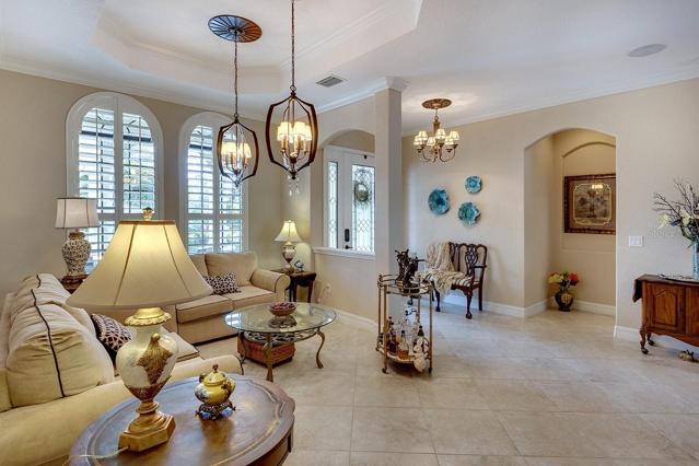 Formal Living Room with Tray Ceiling