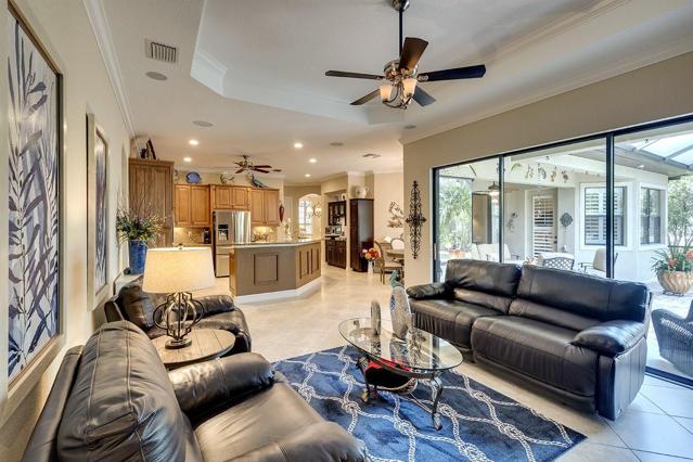 Great Room Flows Seamlessly into Kitchen