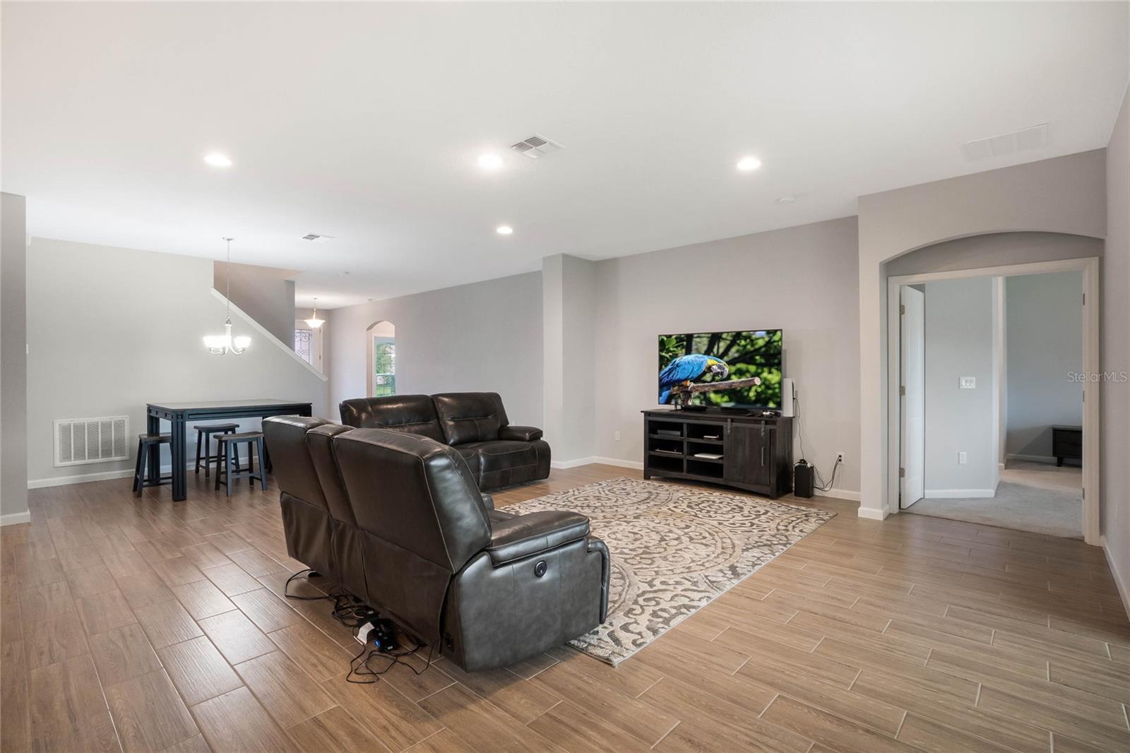 Living room and dining room