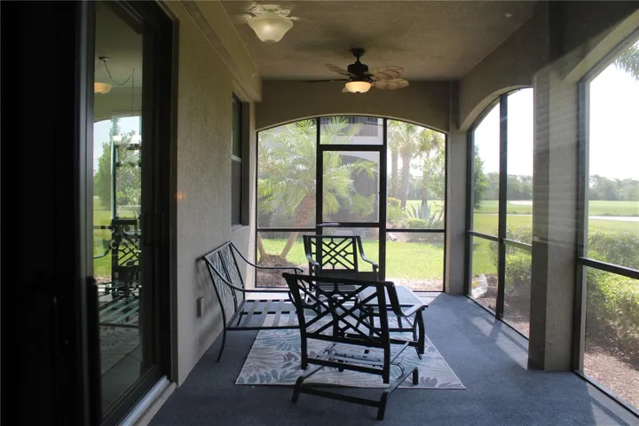 Screened in lanai over looking the green belt, lake and golf course