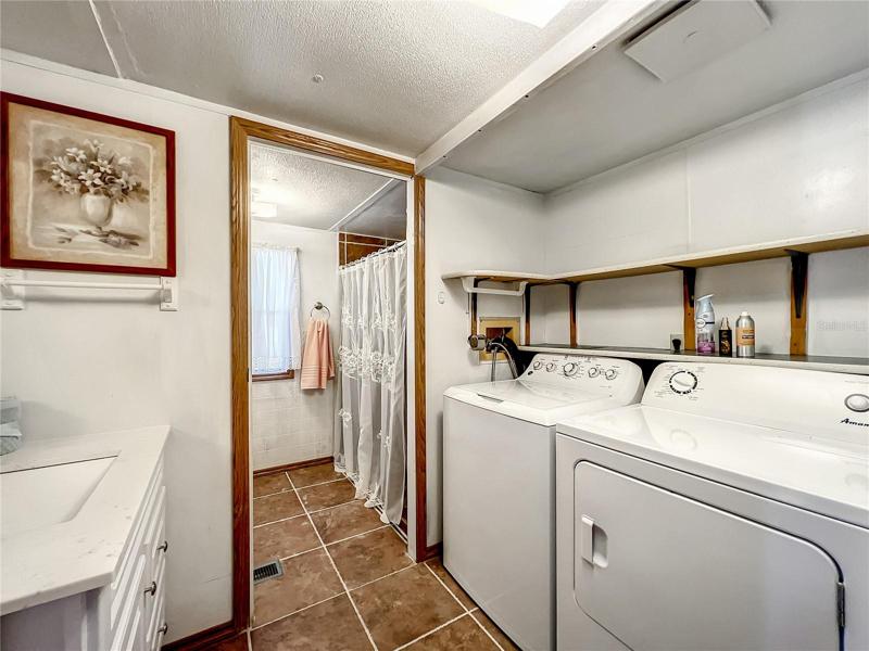 Laundry is inside in the bathroom