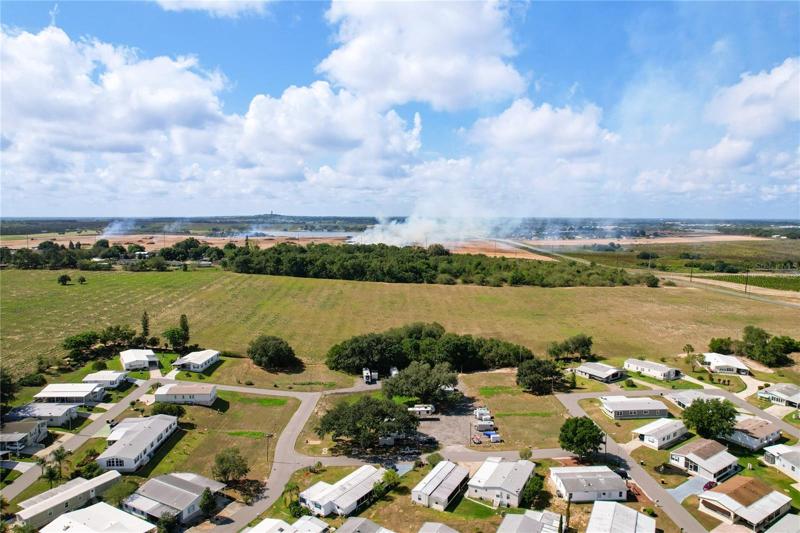 Aerial of the home, street and surrounding streets