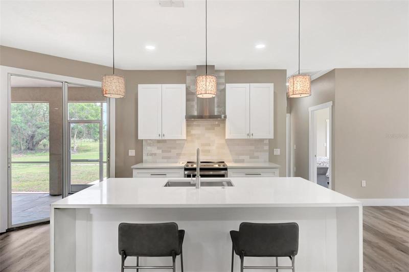 Custom Pendant Lighting over Island