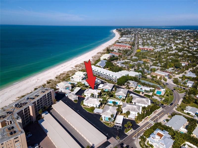 Aerial view of the condo building.