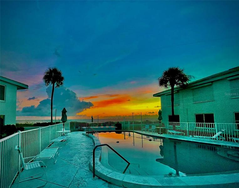 Sunset by the pool.