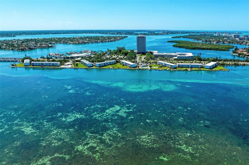 View of Sarasota Harbor West & East with Plymoth Harbor and Sarasota Yacht Club in the background.