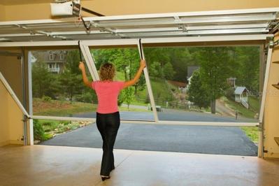 stock image of garage door screen slider