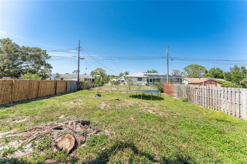 Large fenced backyard