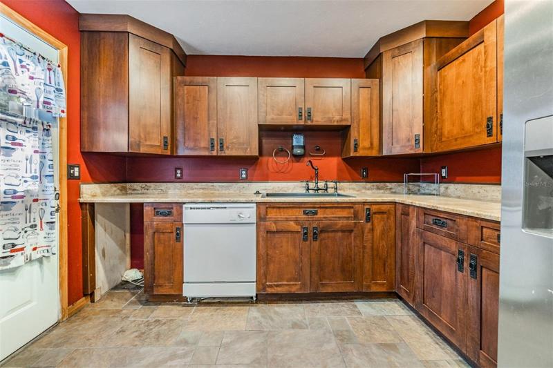 kitchen with side door great for grilling out