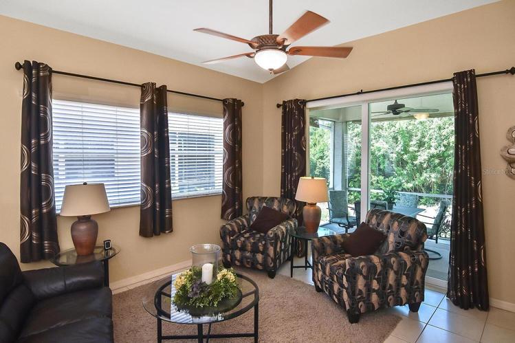 Living room with slider to lanai