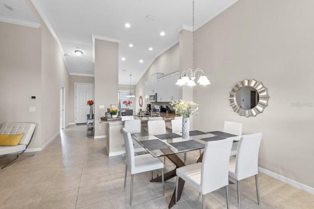 Spacious Dining room and Kitchen featuring 12'+ Ceilings