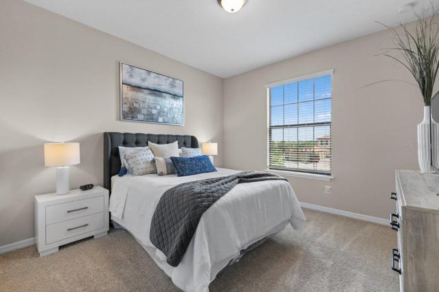 Guest bedroom off of the main entryway