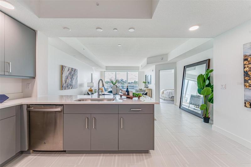 Kitchen and family room