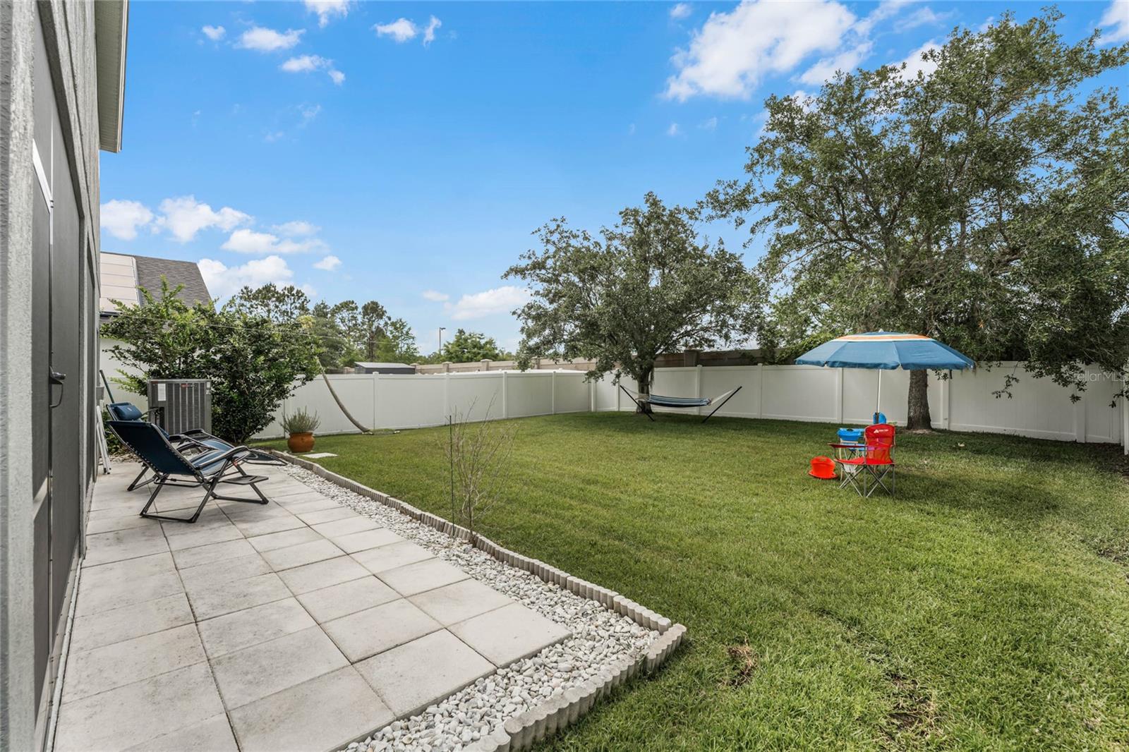 Expansive manicured Back yard w/papaya tree