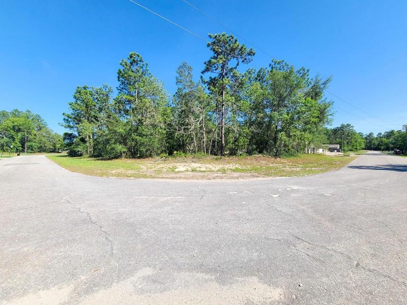 View from corner turnaround of vacant lot. Google search for direction: 2QGH+2P8, Marion Oaks, FL 34473