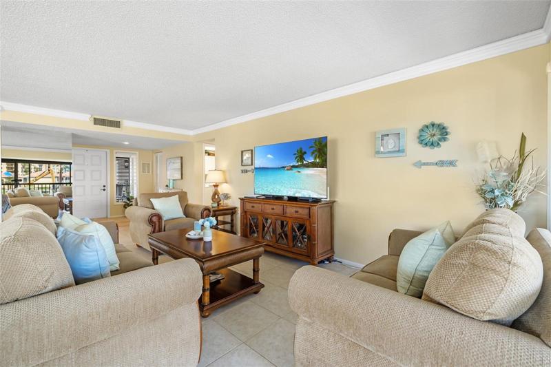 Great Room towards entryway.  Crown molding.