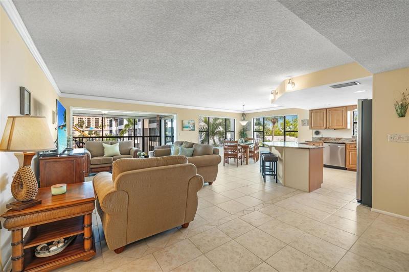 View of Great Room from Entryway.  Tile flooring.
