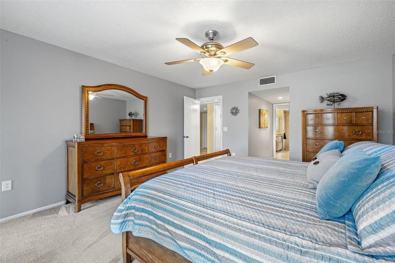 Master Bedroom with hallway leading to Master Bath.