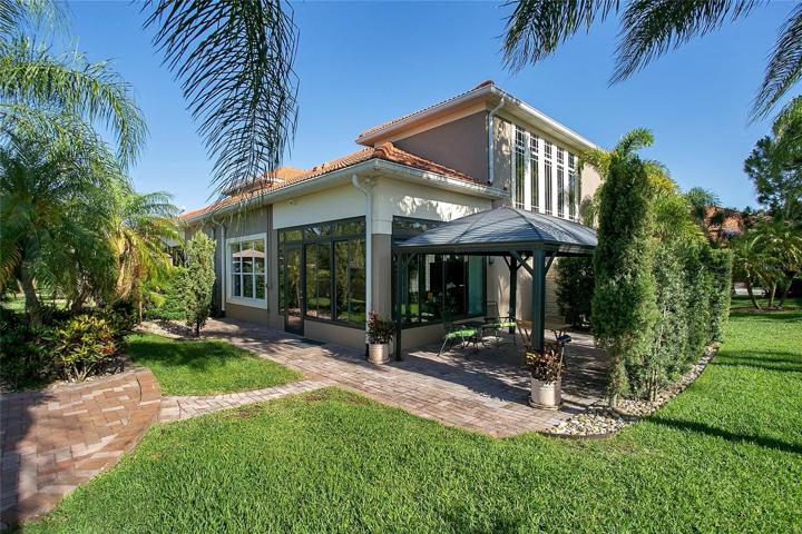 Back of townhome with gazebo