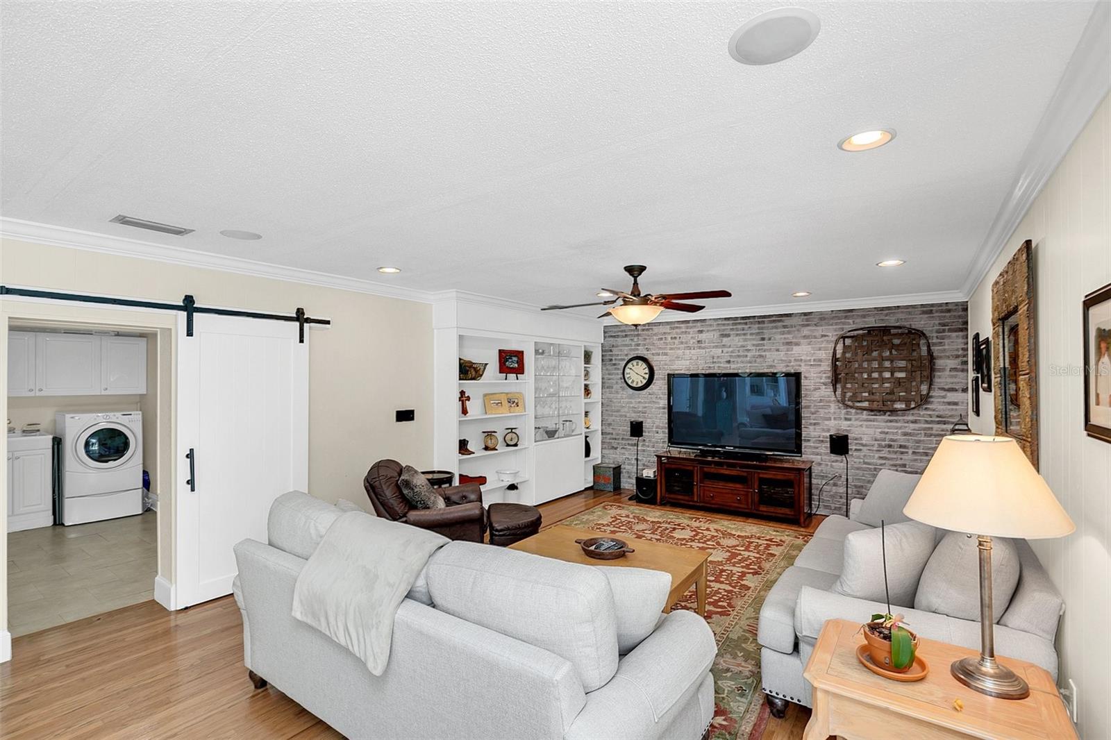 Family Room Barn Door to Laundry/Mud Rm