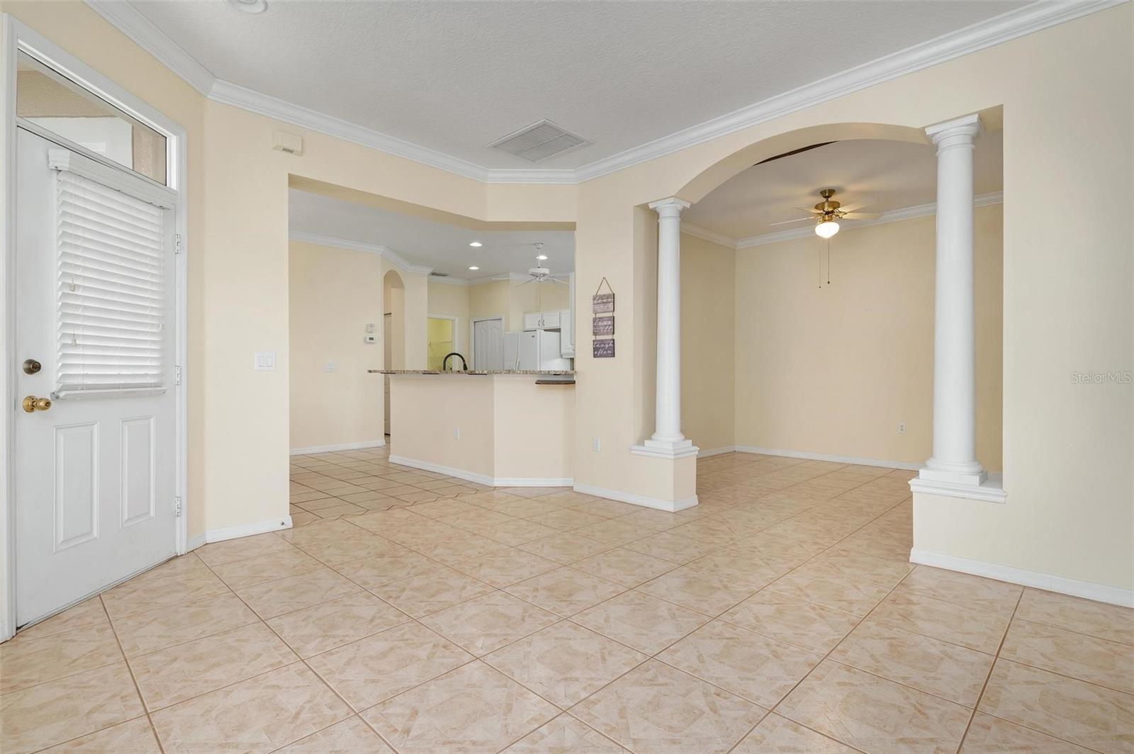 Entry, den, kitchen