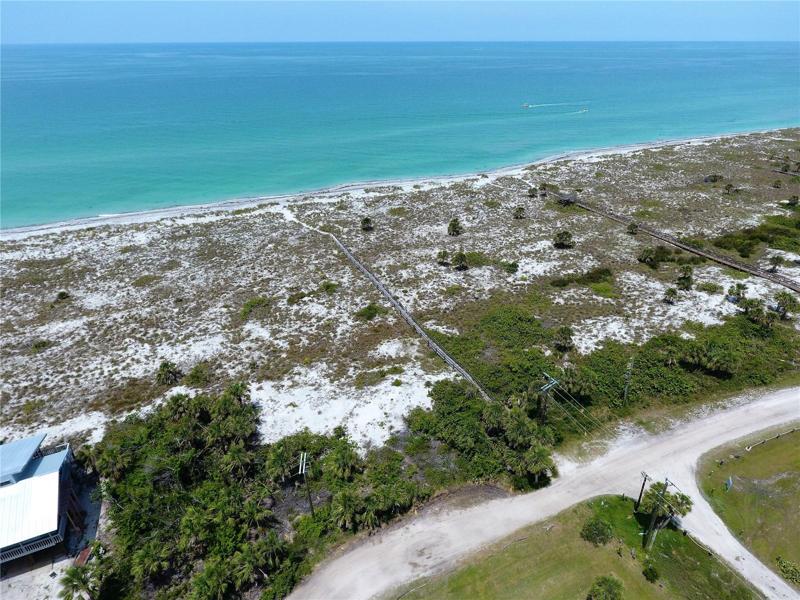 Aerial view of the boardwalk to the beach
