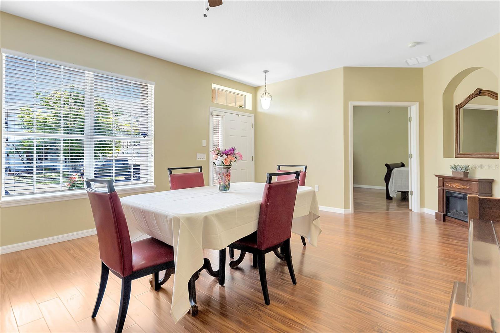 Another view of the formal dining room with great window views.