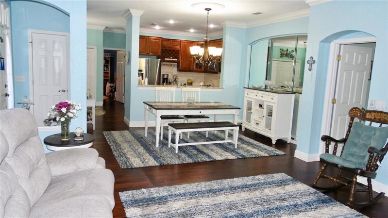Great room overlooks kitchen area