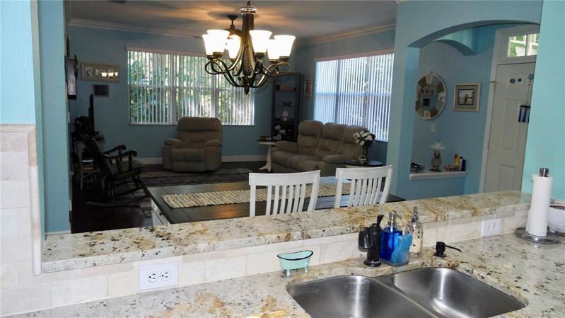 Looking through kitchen into great room