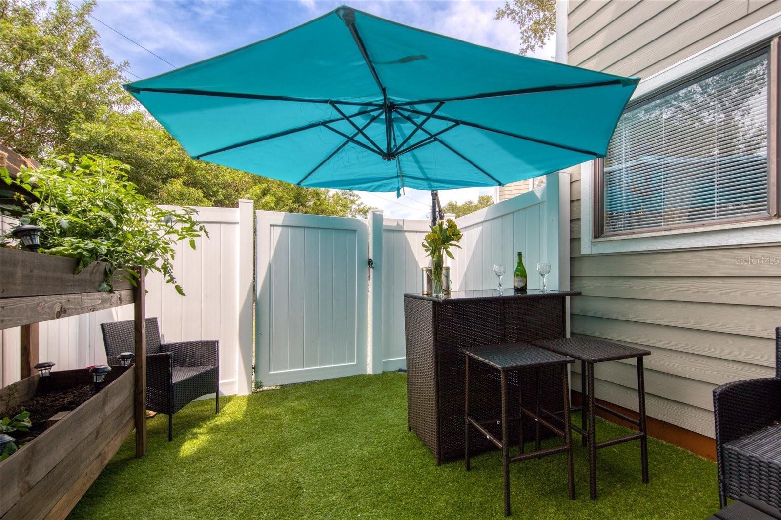 Outdoor fenced patio