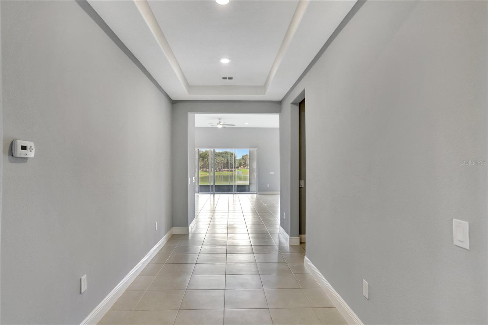 Hallway from front door to family/living/dining room combo