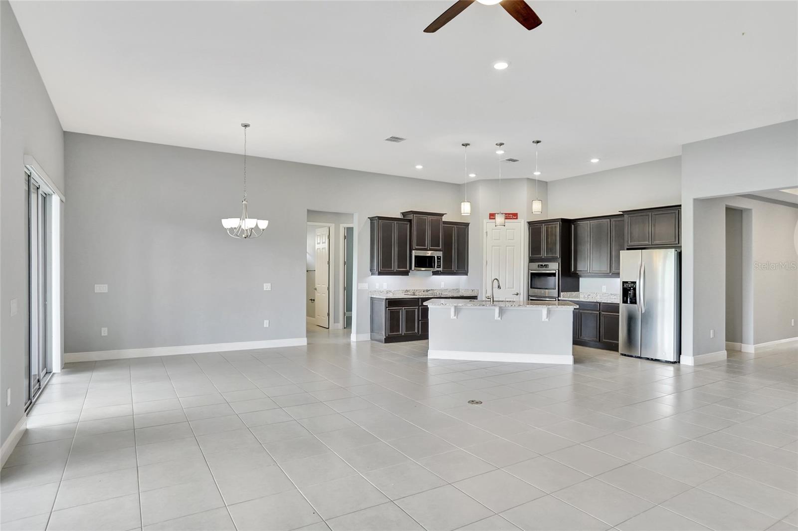 Family, living, and dining room combo