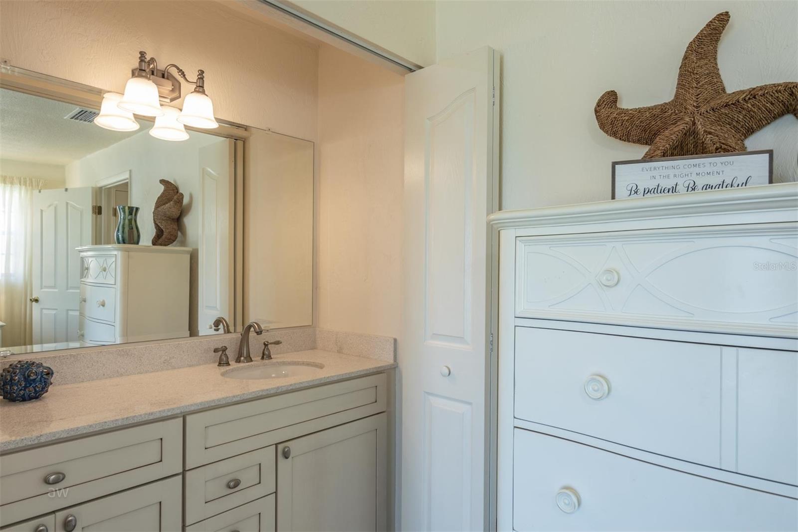 Space for large vanity mirror