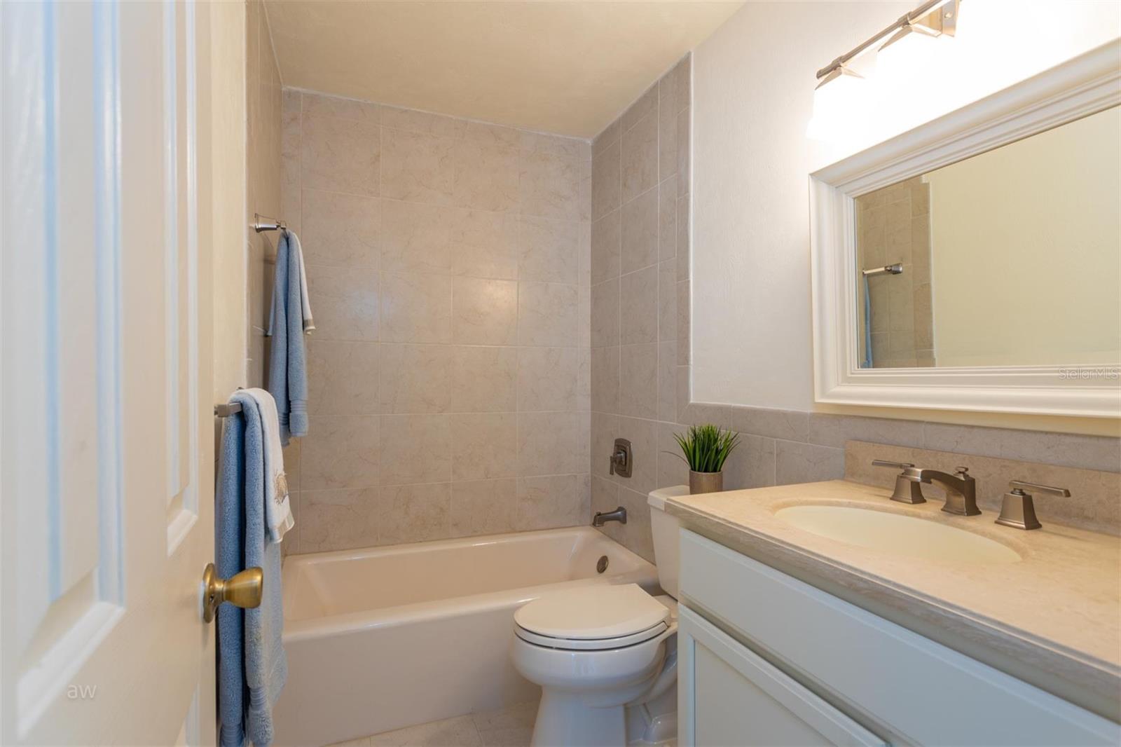 Master bathroom located between the master bedroom and guest room