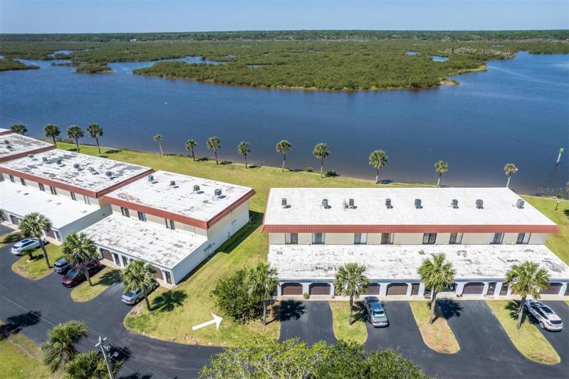 Aerial view of the property facing the Intracoastal Waterway