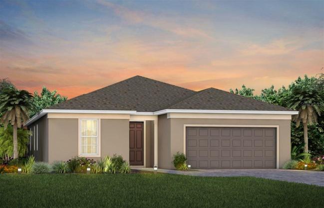 Mystique Florida Mediterranean Exterior Design. Artistic rendering for this new construction home. Pictures are for illustrative purposes only. Elevations, colors and options may vary.