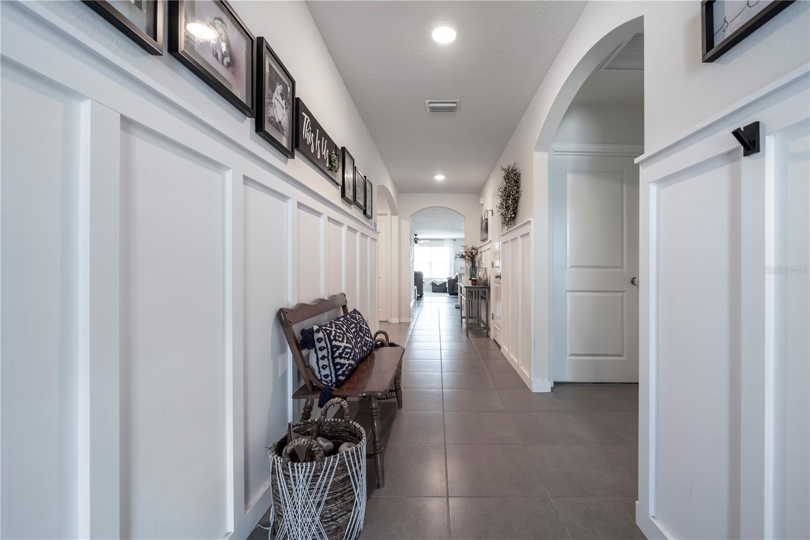 Newly installed wainscoting.