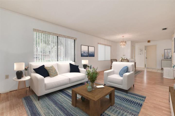 LR Virtually Staged, with bedroom #2 at far end