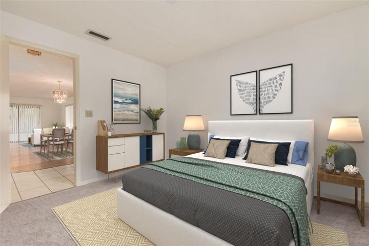 Virtually Staged Bedroom #2, looking toward living room