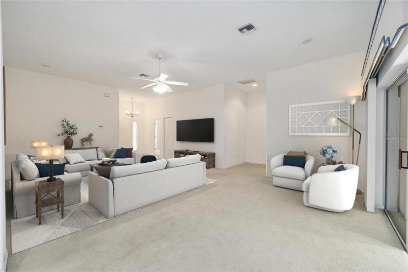 LIVING ROOM  - View from FORMAL DINING ROOM (Virtually Staged)