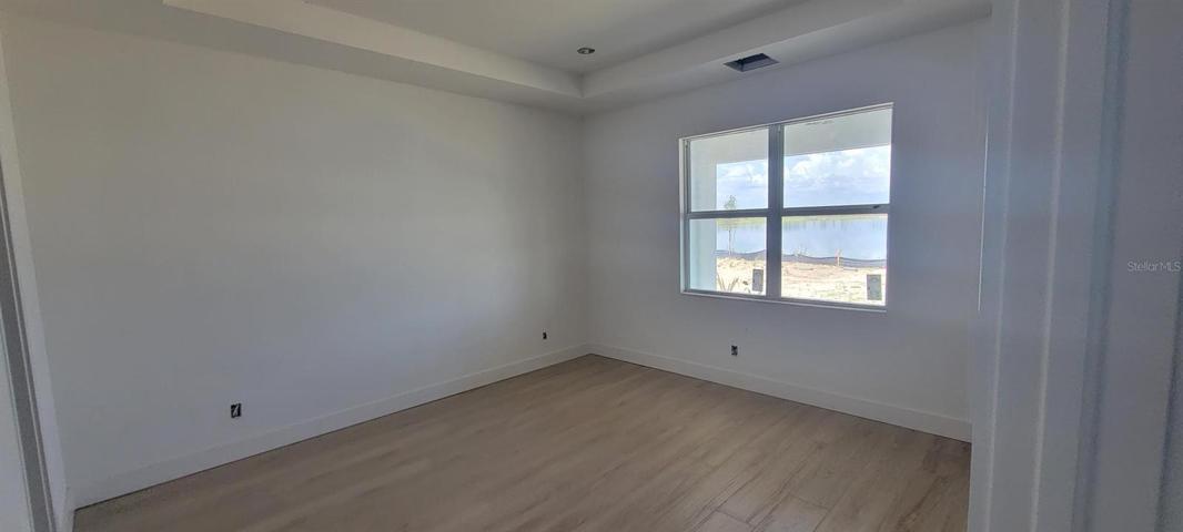 Primary bedroom with tray ceiling