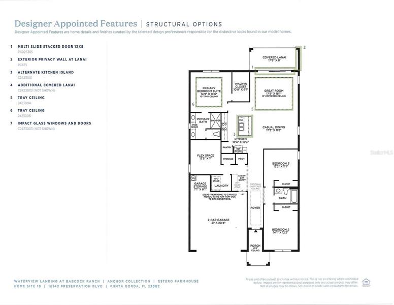 Floor plan of Estero with included features